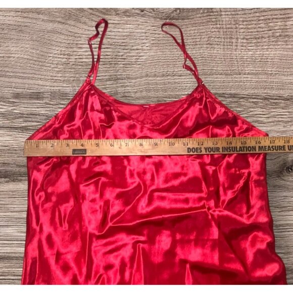 Red Satin Slip Dress Adjustable Straps Flowy Silhouette Sexy Coquette Vamp - Picture 4 of 6